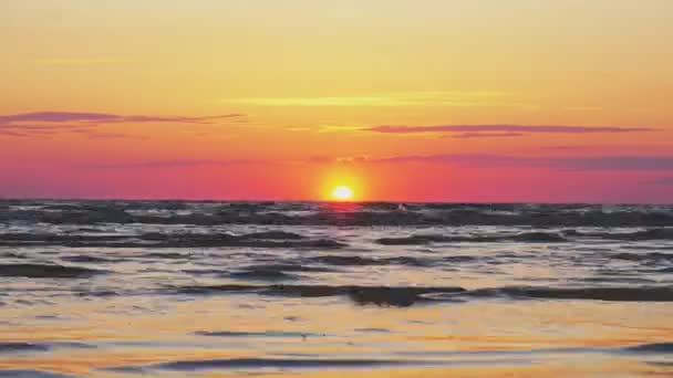 Pôr Sol Praia Tiro Intervalo Tempo — Vídeo de Stock