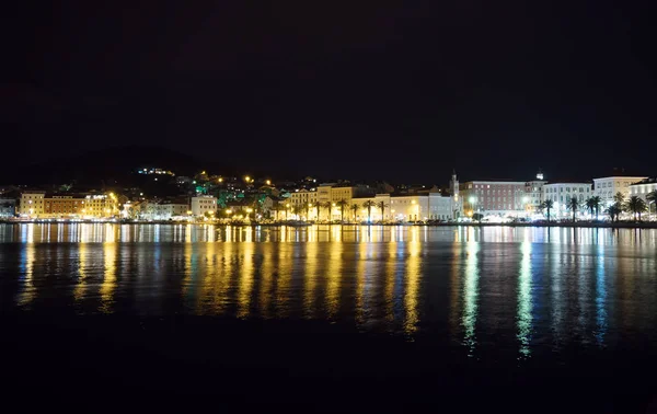 Belle Vue Sur Vieille Ville Split Croatie Nuit — Photo