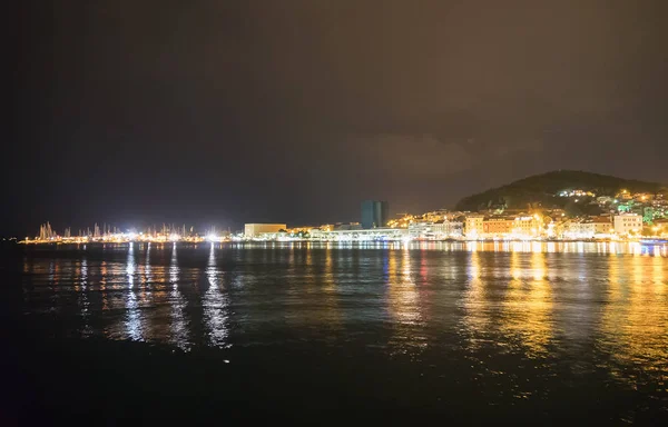 Belle Vue Sur Vieille Ville Parc Marjan Split Croatie Nuit — Photo