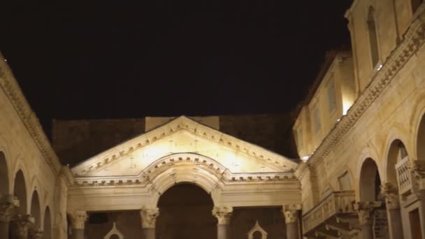 Vista Nocturna Catedral San Domnio Split Croacia — Vídeo de stock