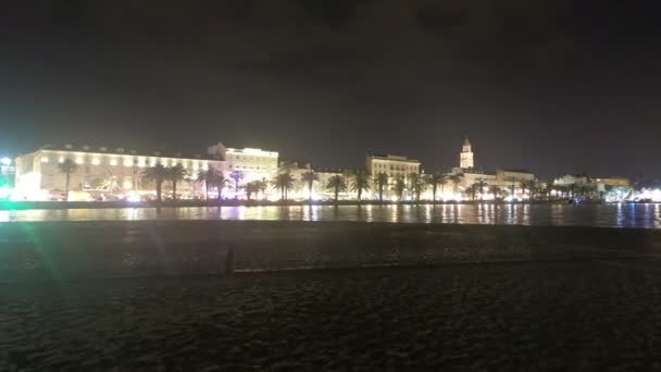 Lapso Tiempo Vídeo Ciudad Vieja Split Croacia Por Noche — Vídeos de Stock