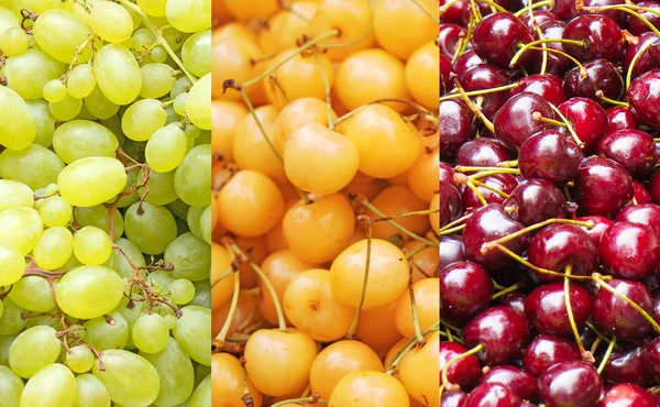 Todos Los Colores Son Sabores Uvas Cerezas —  Fotos de Stock