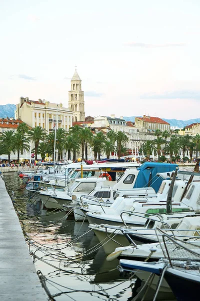 Barcos Amarrados Paseo Marítimo Split Croacia — Foto de Stock