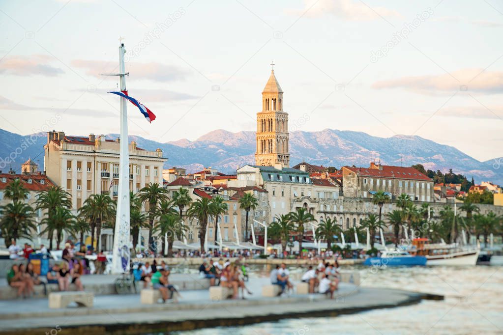 View of the Diocletian's Palace and promenade in Split.