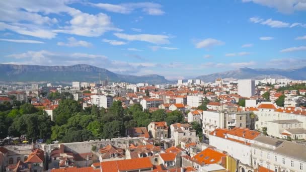 Panoramisch Zicht Het Oude Centrum Van Split Kroatië — Stockvideo