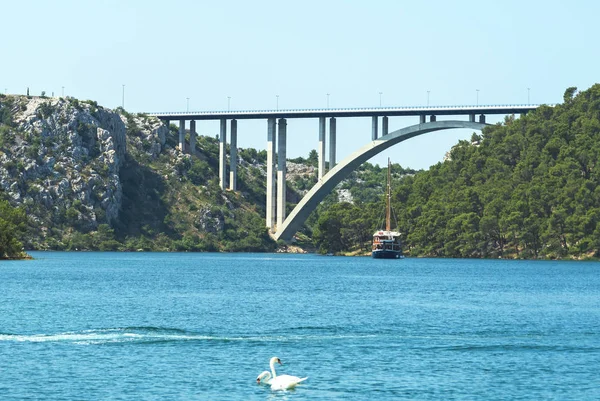 Most Přes Řeku Krka Šibenik Most — Stock fotografie