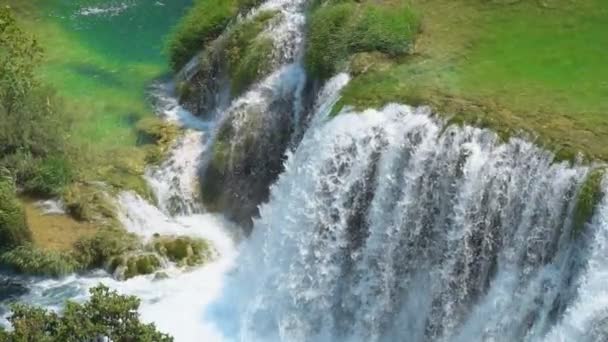 Hermosa Vista Cascada Parque Nacional Krka Croacia — Vídeo de stock