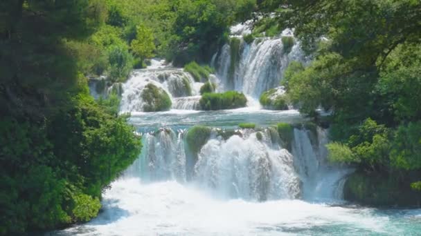 Прекрасним Видом Водоспад Національний Парк Крка Хорватія — стокове відео