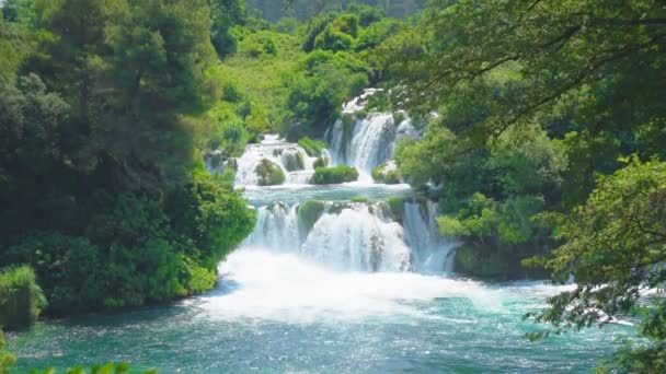 Krásný Výhled Vodopád Národním Parku Krka Chorvatsko — Stock video