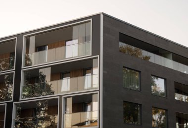 Yeni modern apartman cephe.