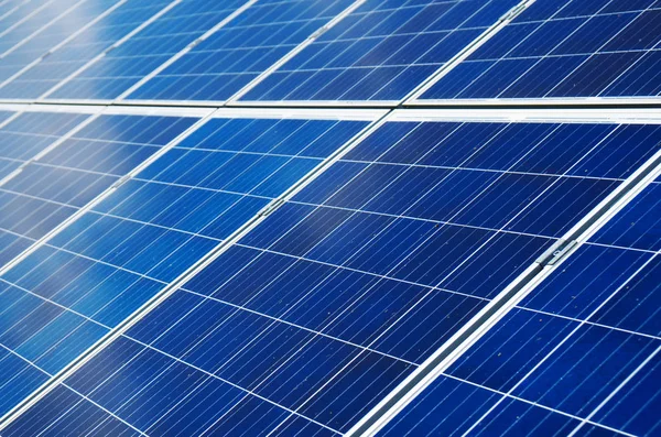 Bliska Niebieski Paneli Słonecznych Odnawialne Źródła Energii — Zdjęcie stockowe