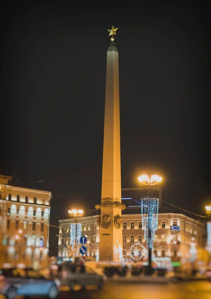 Obelisco Leningrado Hero City Perspectiva Nevsky — Fotografia de Stock