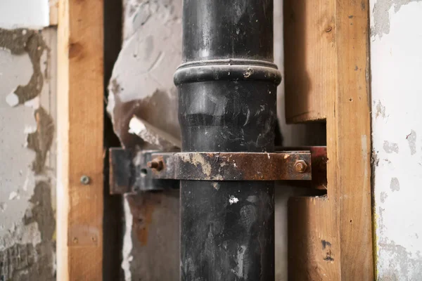 Preparation Repair Bathroom Sewage Pipe Old Soviet Apartment — Stock Photo, Image