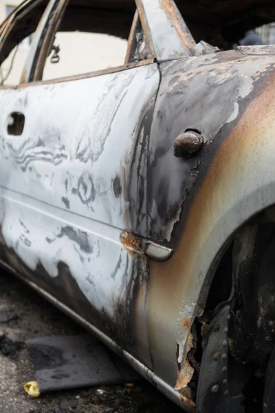 Сгорела Машина После Автомобильной Аварии Внешний Вид — стоковое фото