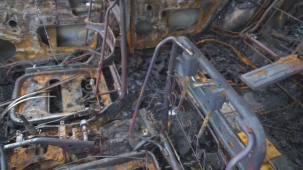 Spalił Się Samochód Wypadku Samochodowym Widok Wnętrza Komputera — Wideo stockowe