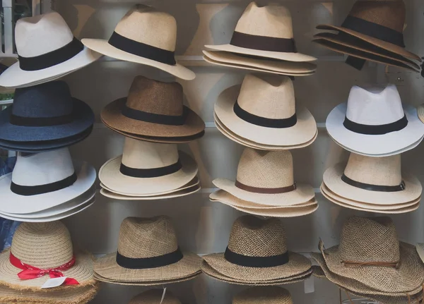 Variedad Sombreros Para Venta Mercado — Foto de Stock