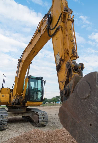 Excavadora Amarilla Trabajando Sitio Construcción — Foto de Stock