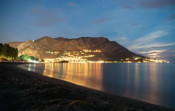 Omis Vista Sulla Città Vicino Alla Montagna Croazia Sera — Foto Stock