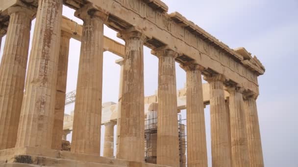 雅典雅典卫城中的古代帕台农神庙 — 图库视频影像
