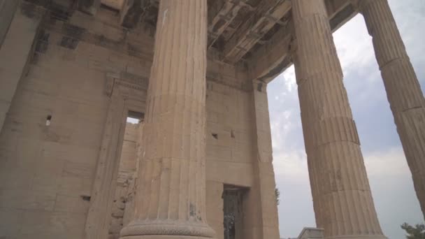 Antike Erechtheion Der Athener Akropolis — Stockvideo