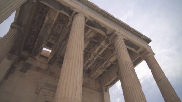 Antike Erechtheion Der Athener Akropolis — Stockvideo