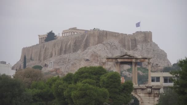 Вид Холм Акрополис Афинах Греция — стоковое видео