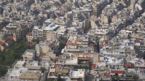 Letecký Pohled Střechy Domy Athens Řecko — Stock video