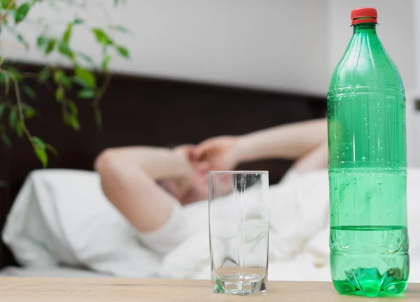 Man Lying Bed Suffering Hangover — Stock Photo, Image