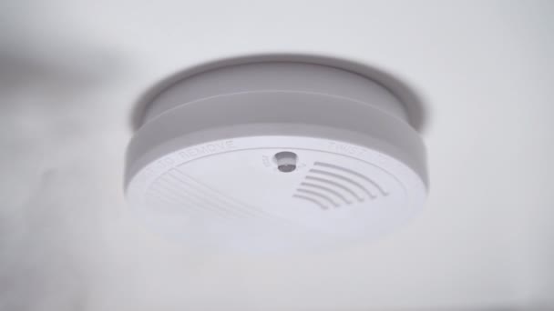 天井に煙感知器や火災警報システム — ストック動画
