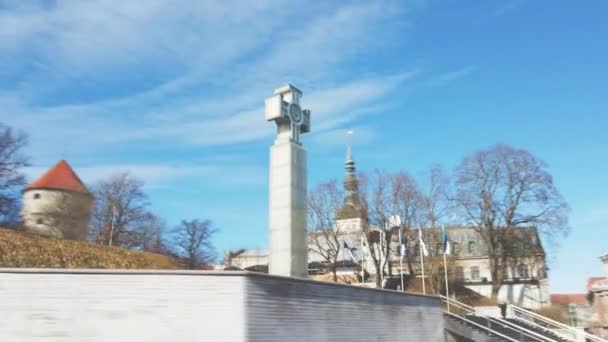 Hyperlapse Video Kriga Självständighet Victory Column Tallinn Estland — Stockvideo