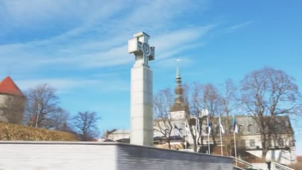 Hyperlapse Video War Independence Victory Column Tallinn Estonia — Stock Video