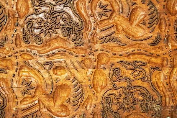 生地のための木製のステンシル。抽象印刷パターン. — ストック写真