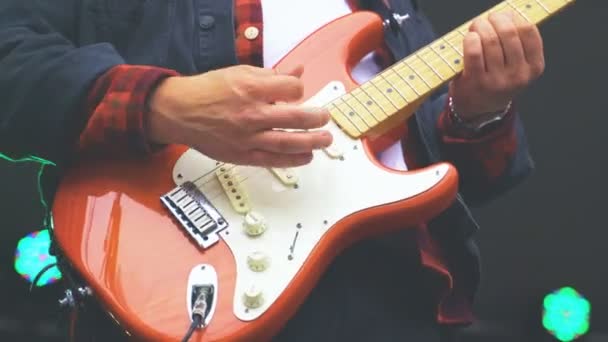 Electric and bass guitars in action. — Stock Video