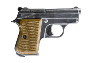 Polis tabancası beyaz arka planda izole.