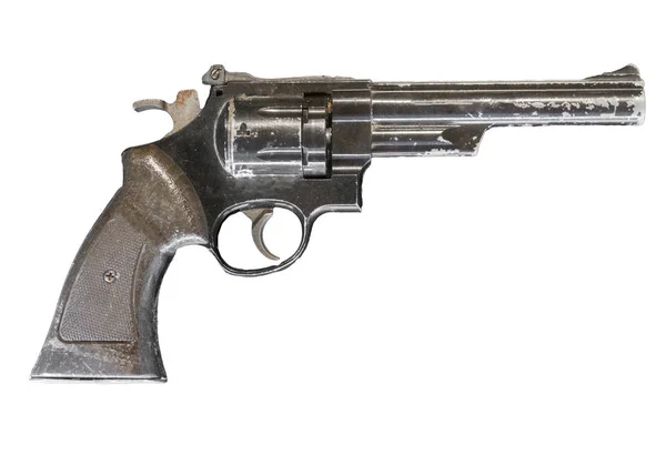 Revolver, pisztoly a elszigetelt fehér háttér. — Stock Fotó