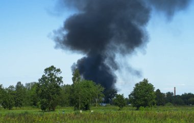 Depo ateşleme. Ormanda büyük yangın.