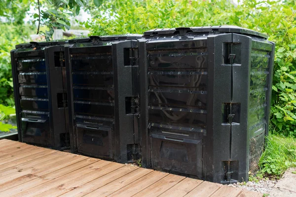 Three Compost Container Bins Countryside — Stock Photo, Image