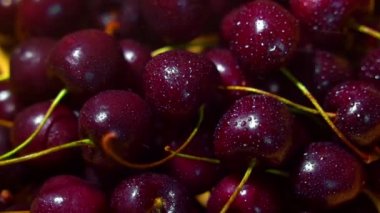 Su banyosu altında kırmızı kiraz.