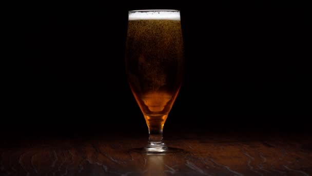 Macro Vista Della Birra Nel Bicchiere — Video Stock