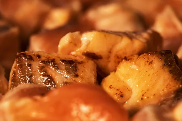 Closeup View Salmon Fried Pan — Stock Photo, Image