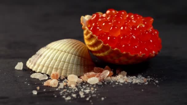 Caviar Rouge Coquillage Convient Pour Publicité — Video