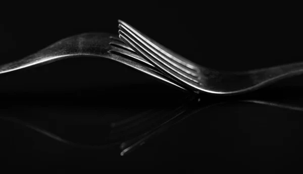 Composition Made Forks Black Background — Stock Photo, Image