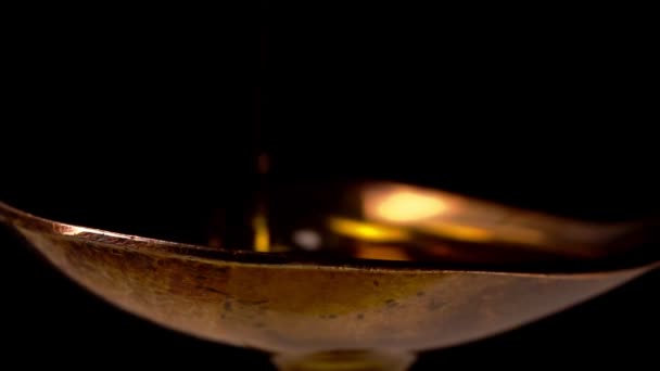 Olive Oil Poured Spoon — Stock Video