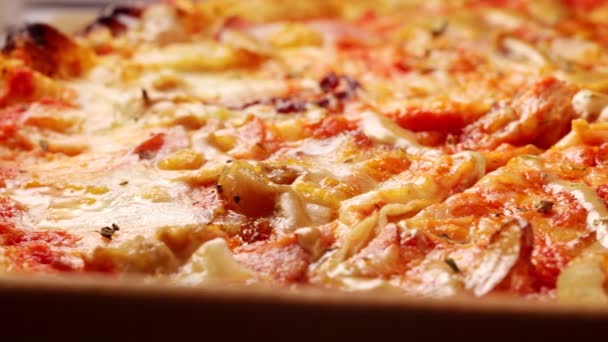 Pizza Preparata Momento Una Scatola Cartone — Video Stock
