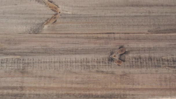 Reparatur und Dekoration. der Meister trägt eine umweltfreundliche Beschichtung auf den Holzboden auf - natürliches Ölwachs dunkel — Stockvideo