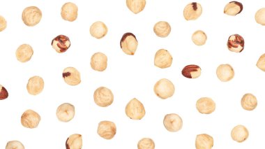 Soyulmuş fındık arkaplanı, beyaz üzerine izole