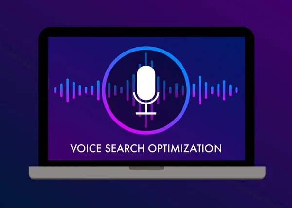 Sesli Arama Optimizasyonu Düz Vektör Banner Gösterim Amacıyla Web Sitesi — Stok Vektör