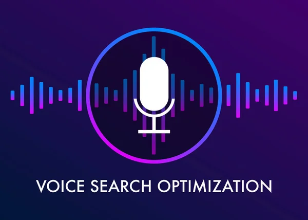 Оптимизация Голосового Поиска Плоская Векторная Иллюстрация Баннер Сайта Значок Микрофона — стоковый вектор
