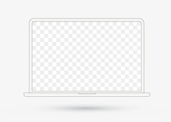 Esboço fino ícone plana laptop linear. Computador transparente —  Vetores de Stock