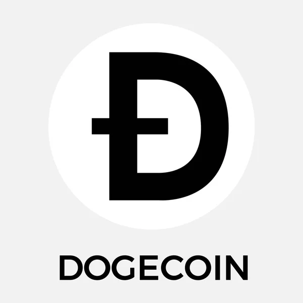 Dogecoin (Doge) decentralizované blockchain kryptoměn vektorové logo — Stockový vektor